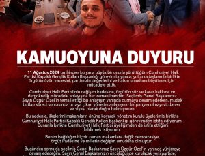 KAPAKLI CUMHURİYET HALK PARTİSİ GENÇLİK KOLLARI BAŞKANI BURAK KURTULDU İSTİFA ETTİ